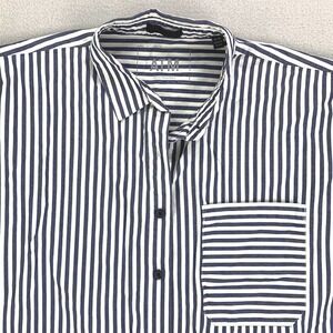 ATM Poplin‎ Button Up Shirt Womens M Striped Cotton Career Minimalist Oversized